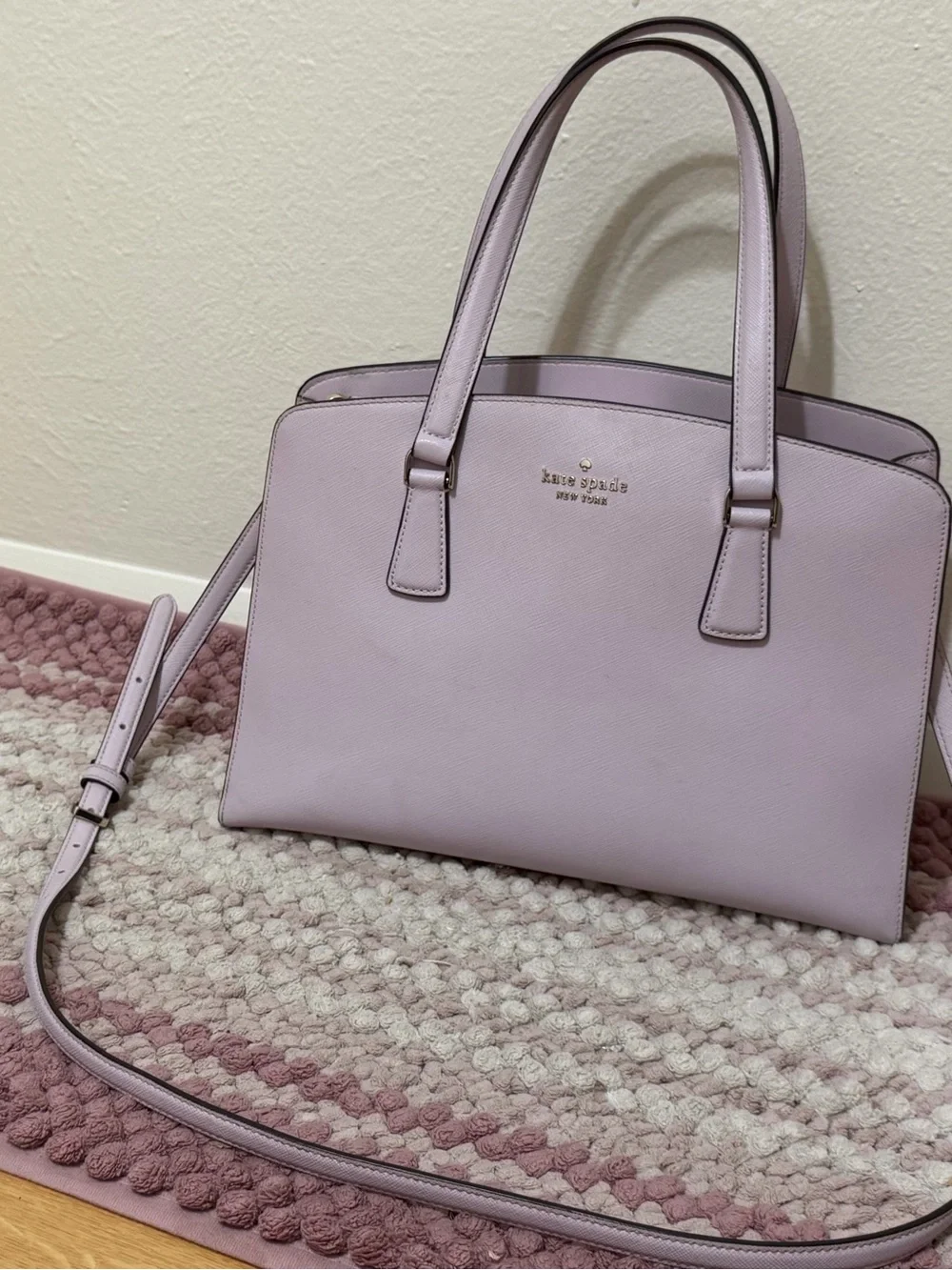 kate spade lavender leather satchel with detachable strap